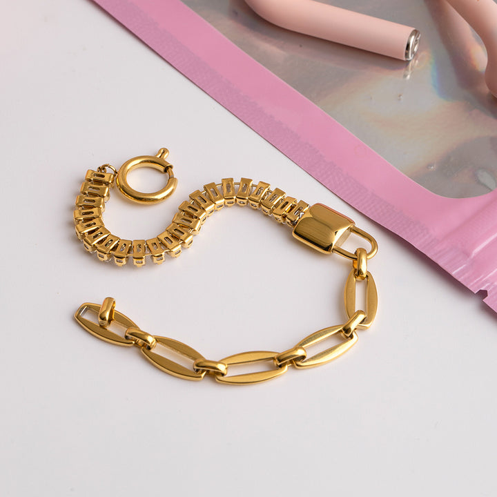 Locket tennis & chain bracelet