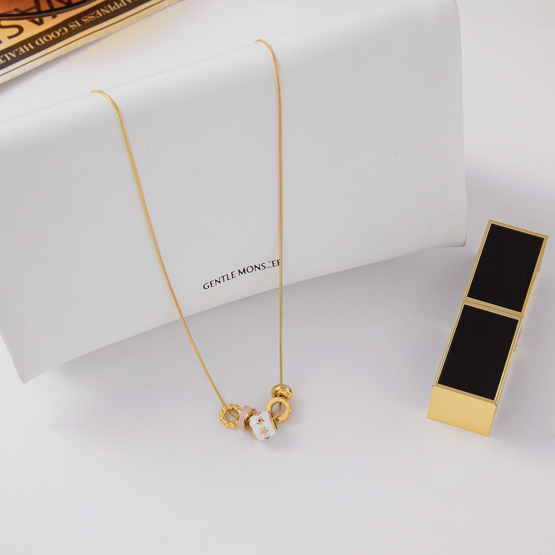 Enamel star ring pendant necklace