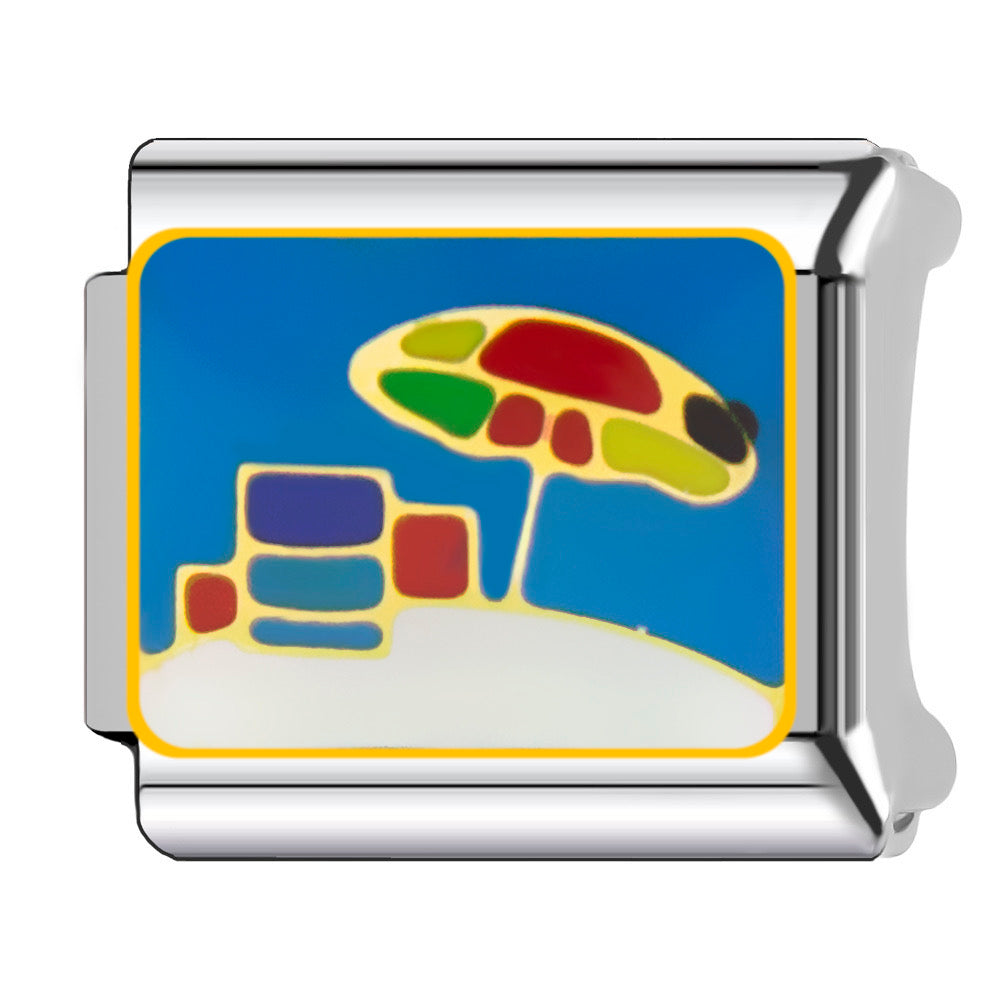 Beach picnic italian charm silver