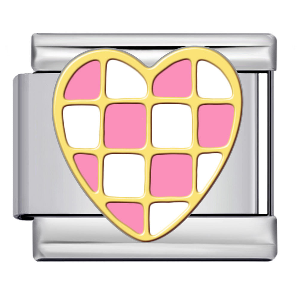 Gold trim pink tile heart italian charm