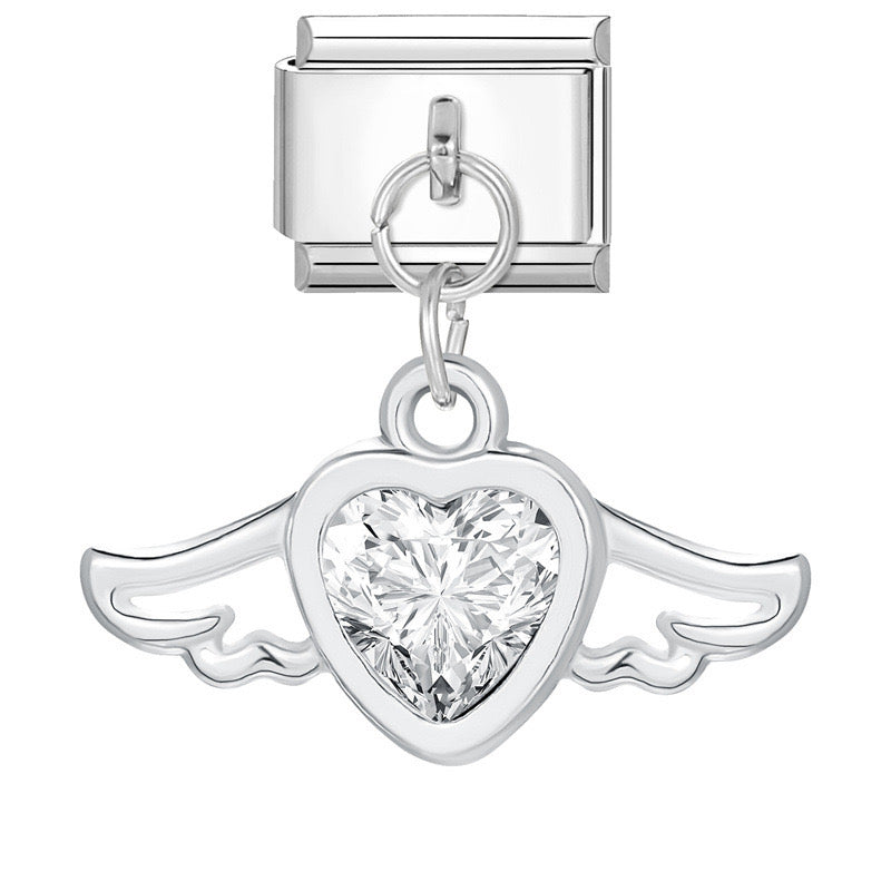 Angel heart pendant italian charm