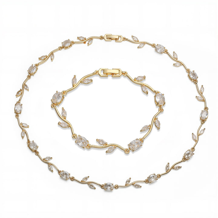 White tulip set ( bracelet + necklace ) - gold