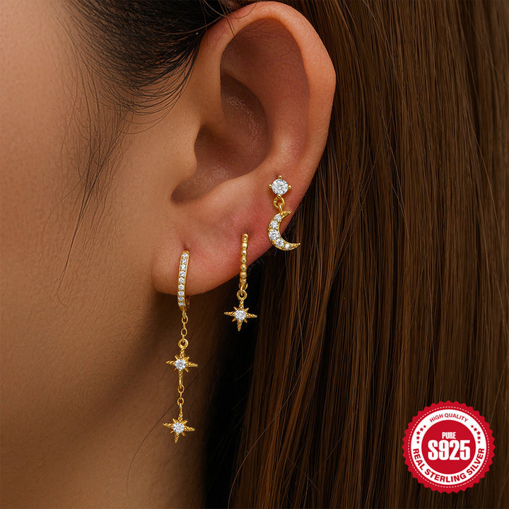 S925 long stella earrings set 3 pieces