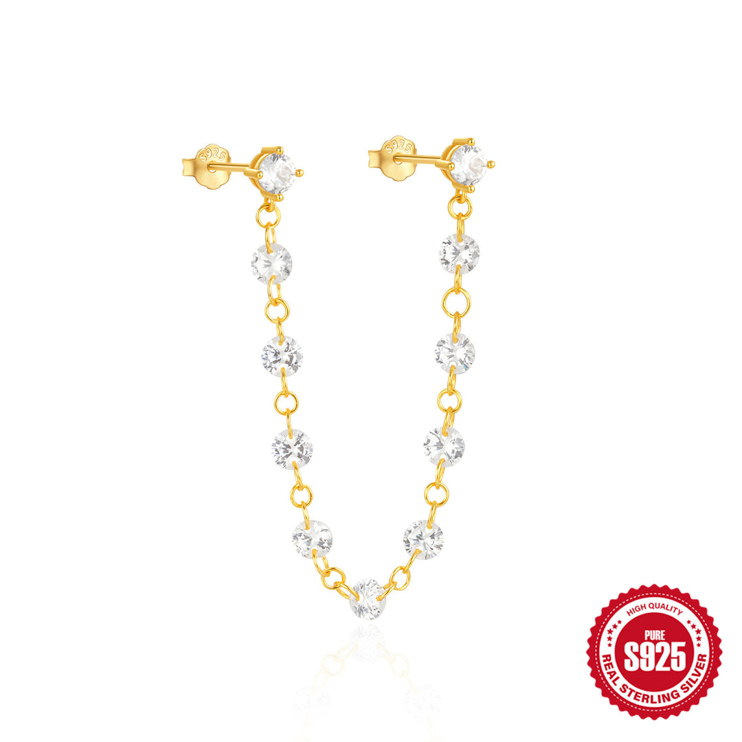 S925 bling linked studs