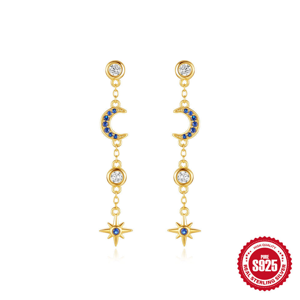 S925 Long sky drop earrings 1 pair
