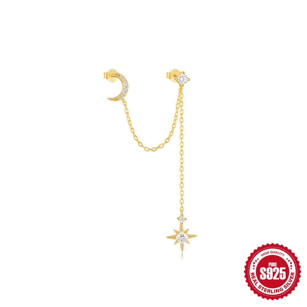 S925 moon link earring