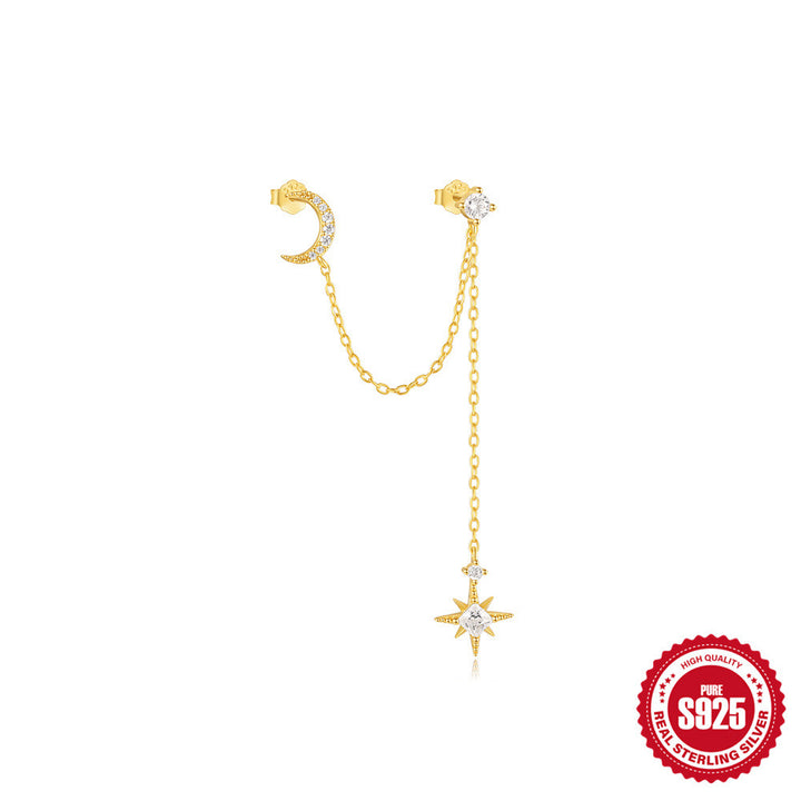 S925 moon link earring