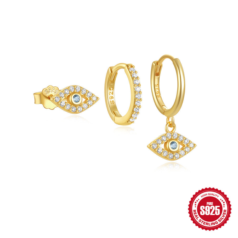 S925 eye earrings 3 pieces set