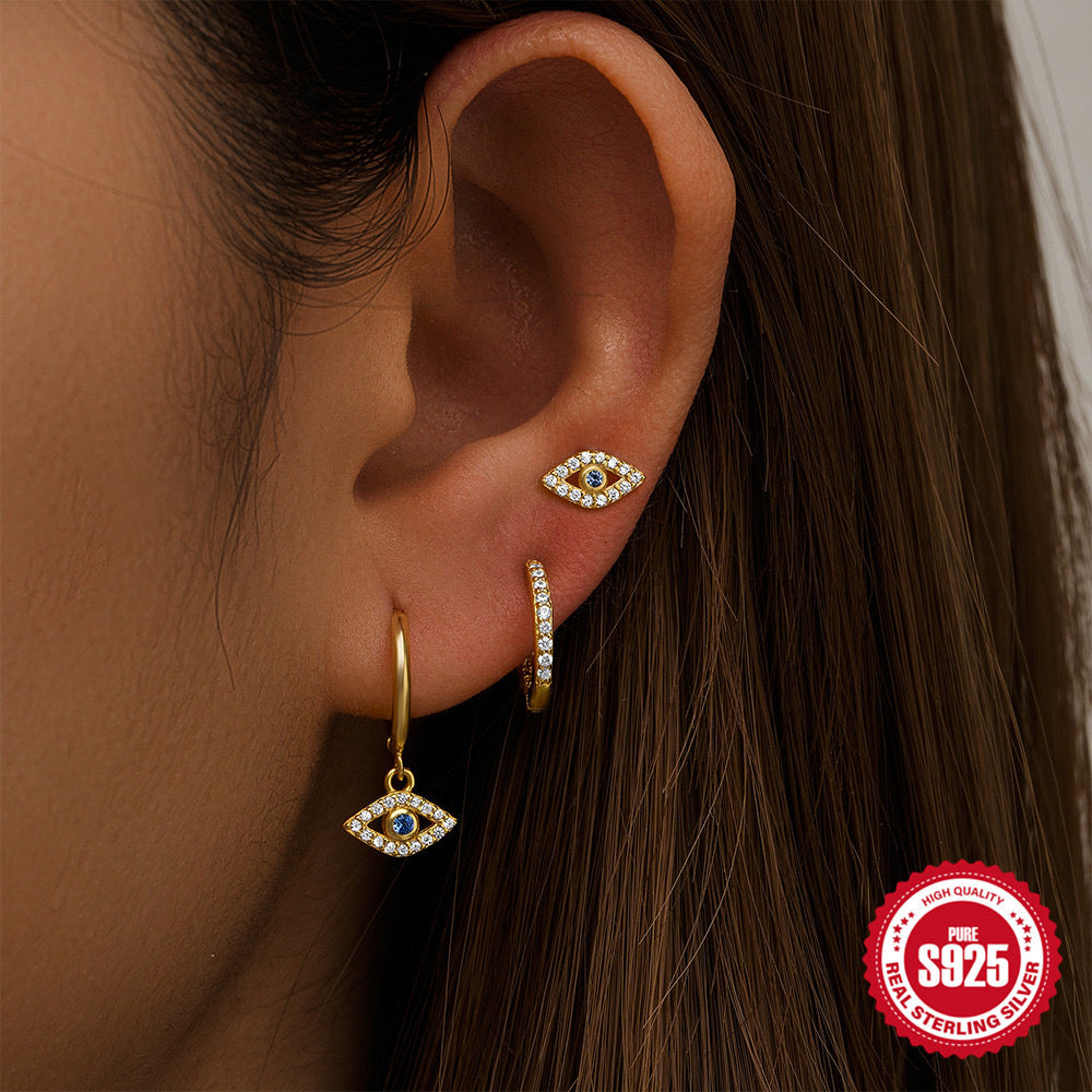 S925 eye earrings 3 pieces set