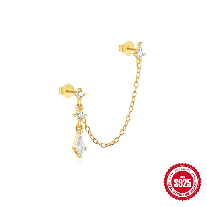 S925 diamond linked earring