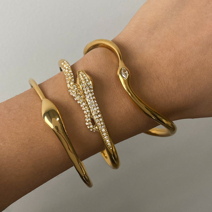 Bling snake open bangle