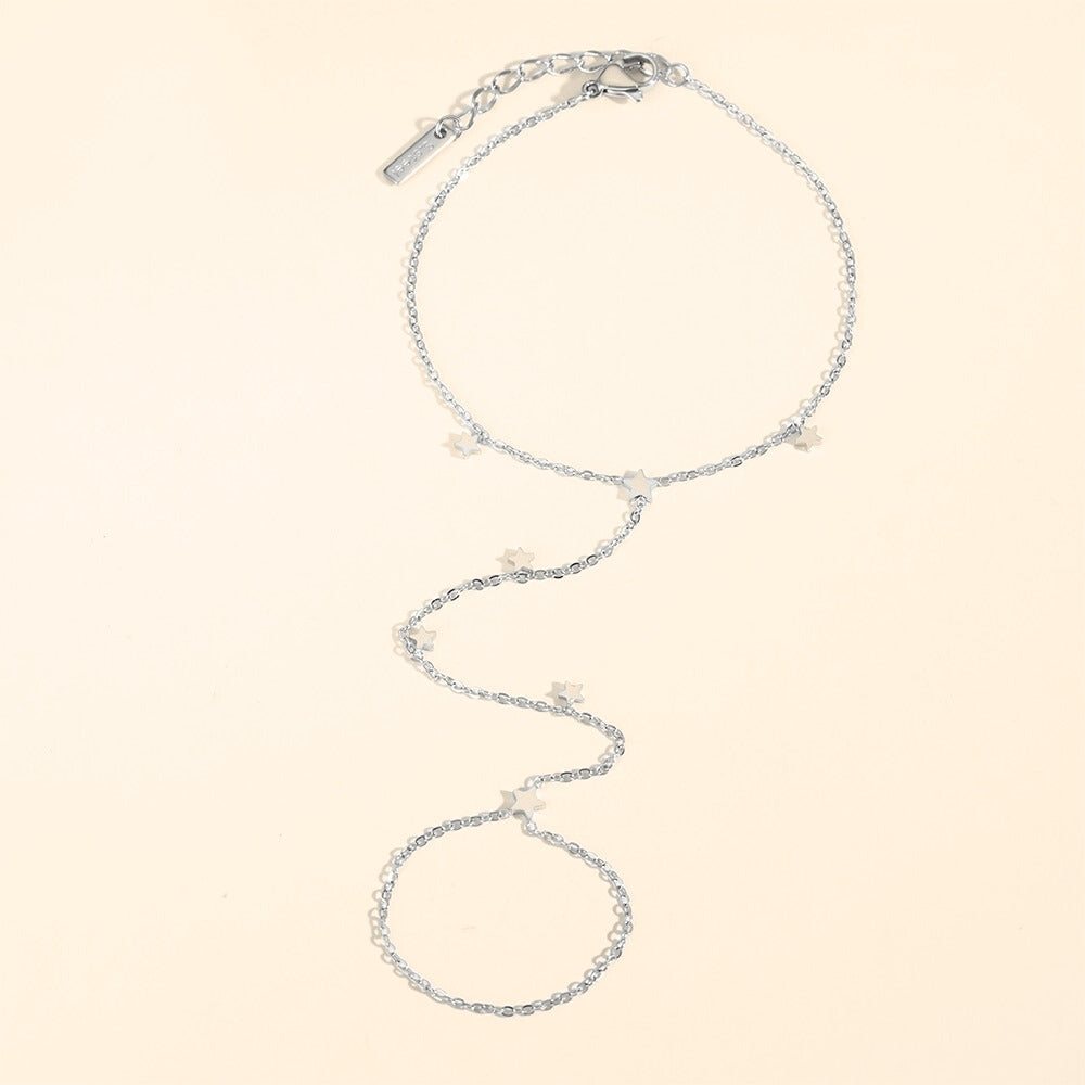 Dainty stars handchain - silver
