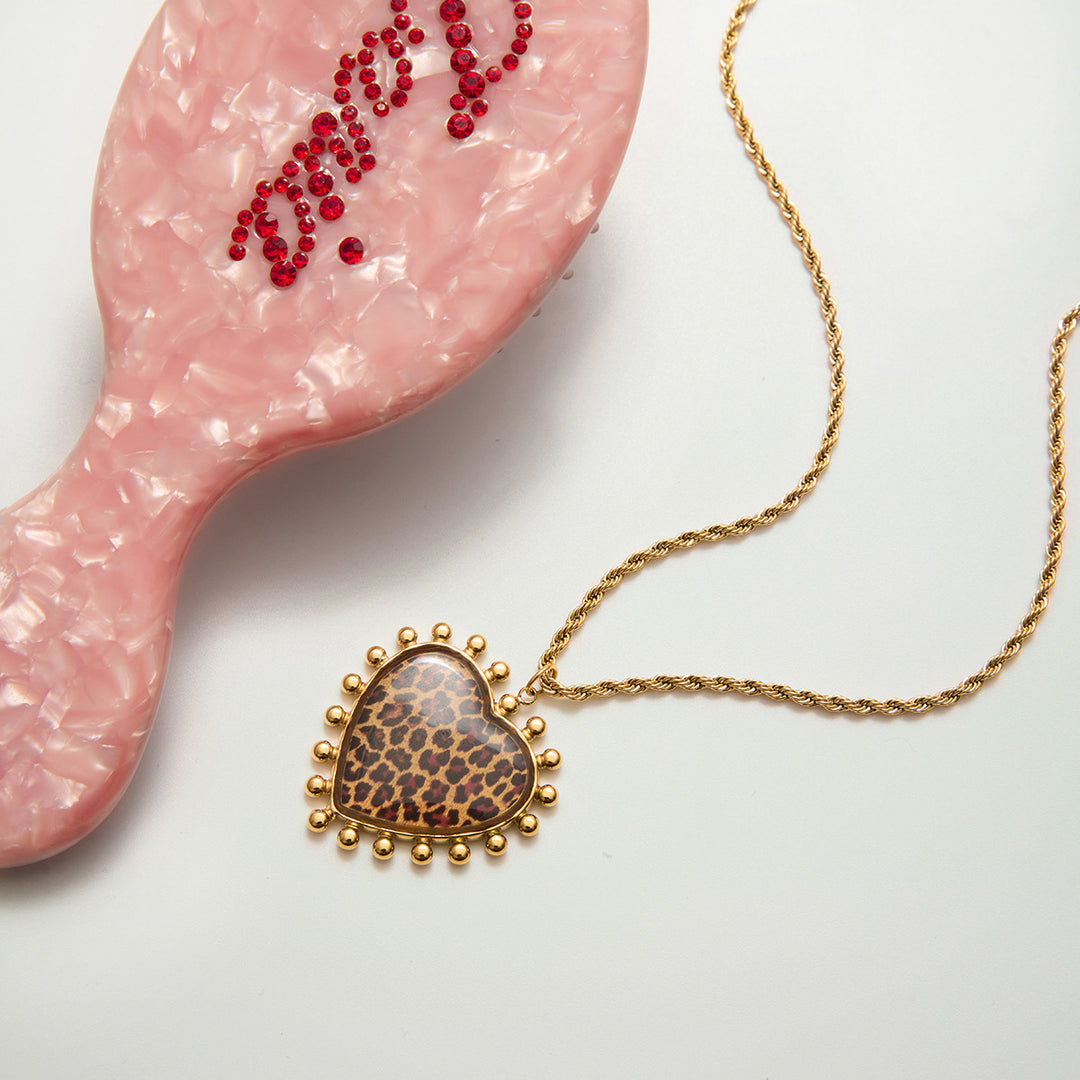 Leopard heart necklace