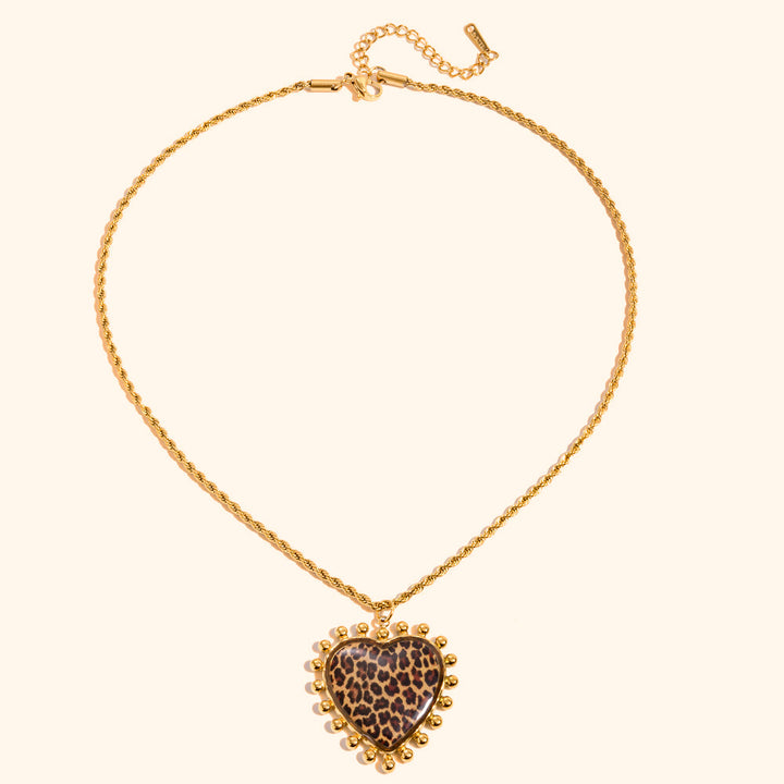 Leopard heart necklace