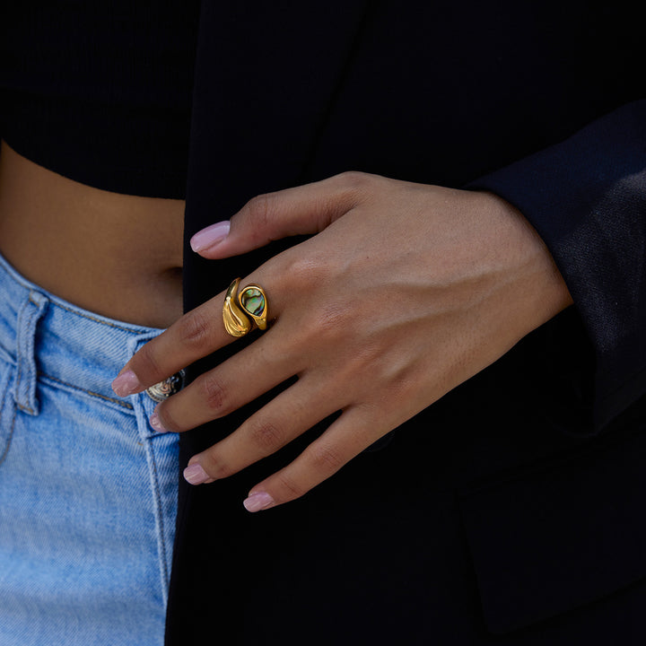 Abalone shell ring