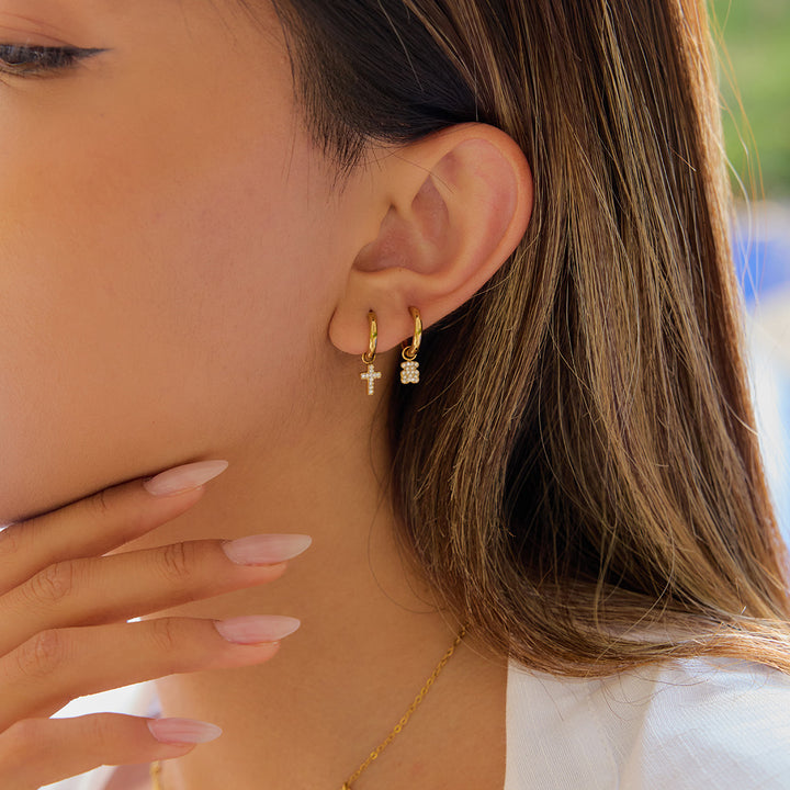 Small cross hoop earrings