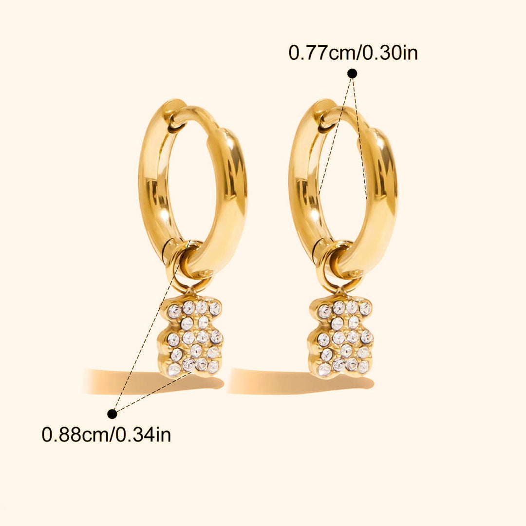 Small teddy bear hoop earrings