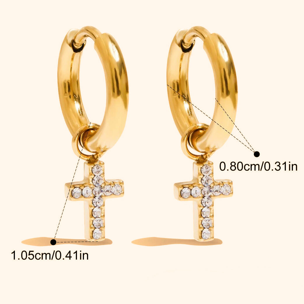 Small cross hoop earrings