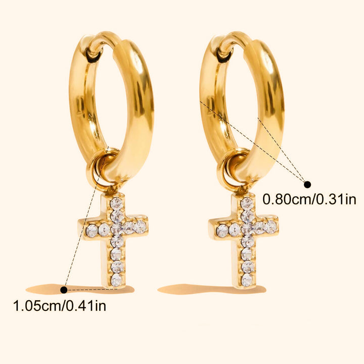 Small cross hoop earrings