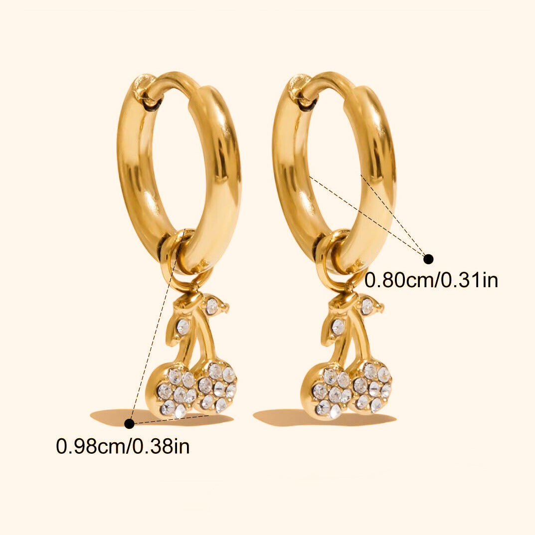 Small cherry hoop earrings