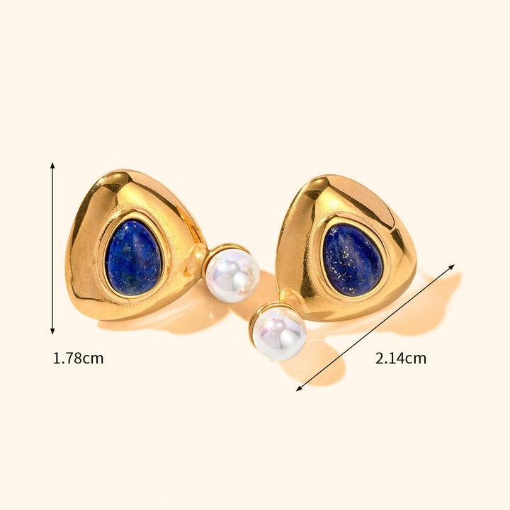 Lapis lazuli astronaut earrings gold