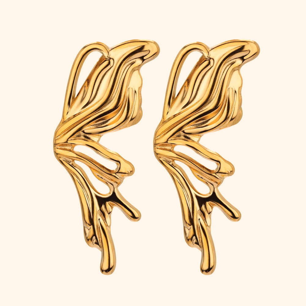 Butterfly earrings in gold