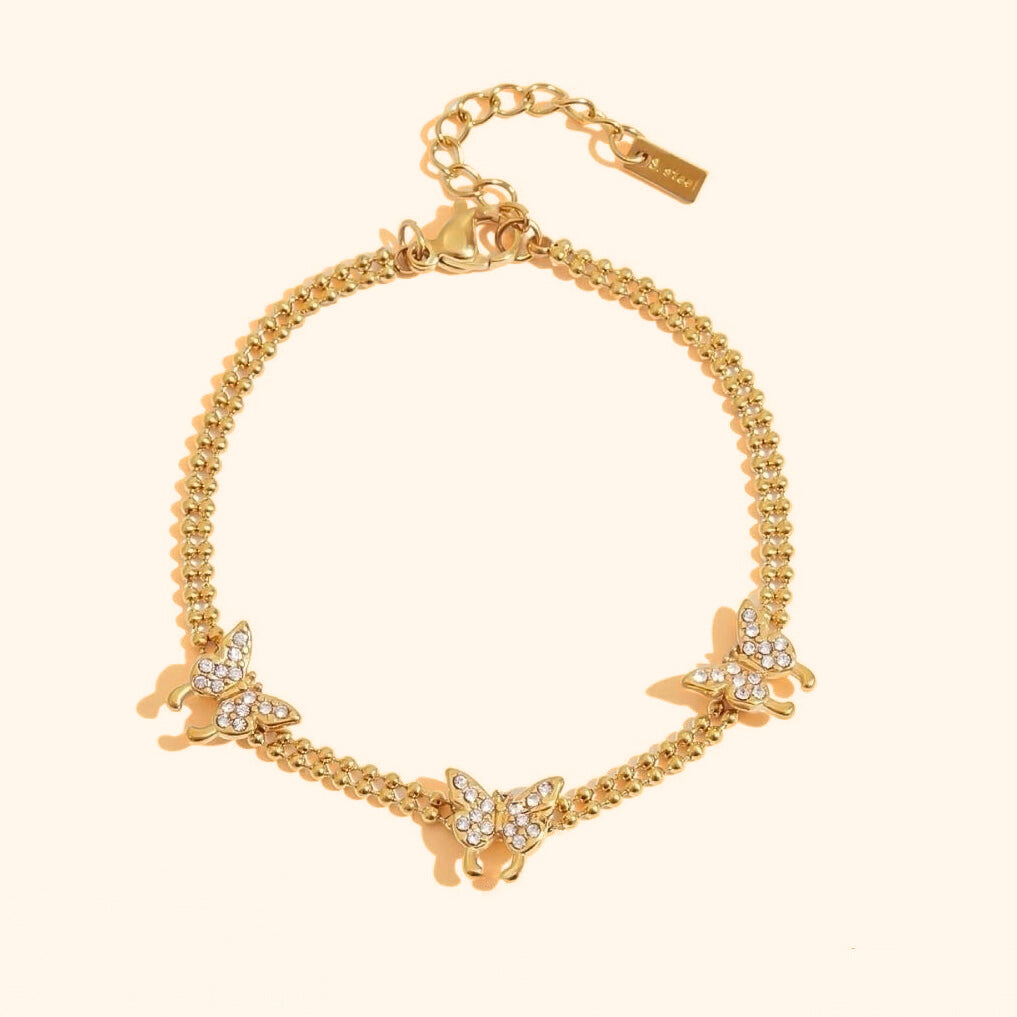 Butterfly bling bracelet in gold