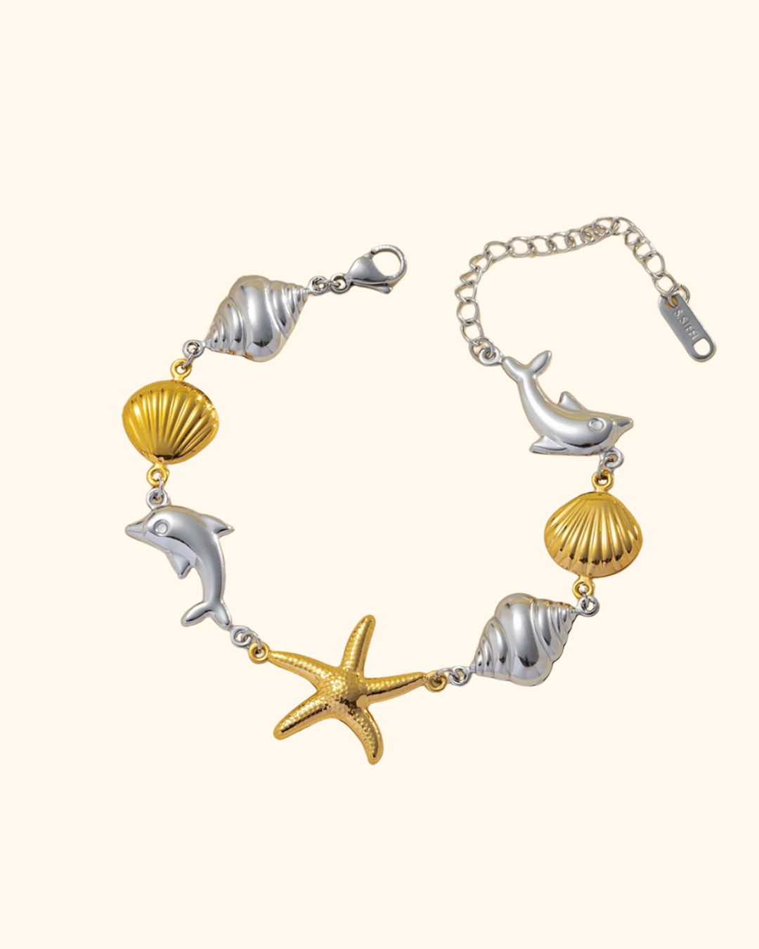 Toned ocean creatures linked bracelet