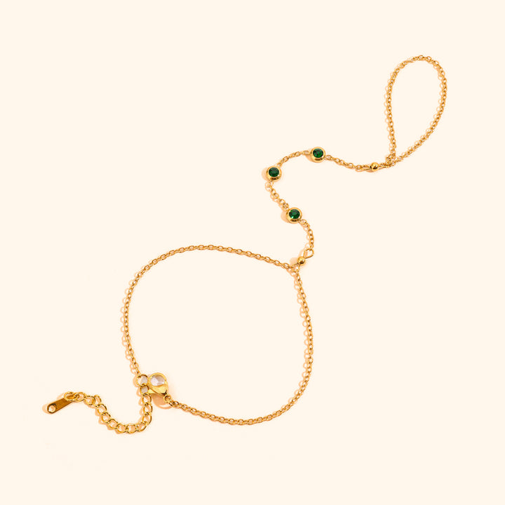 Emerald dainty handchain bracelet
