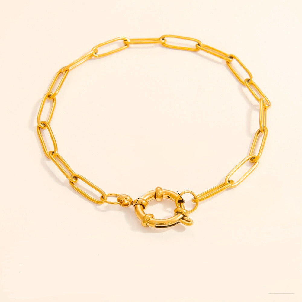Charm chain bracelet with clasp - paperclip - arrives on june 7