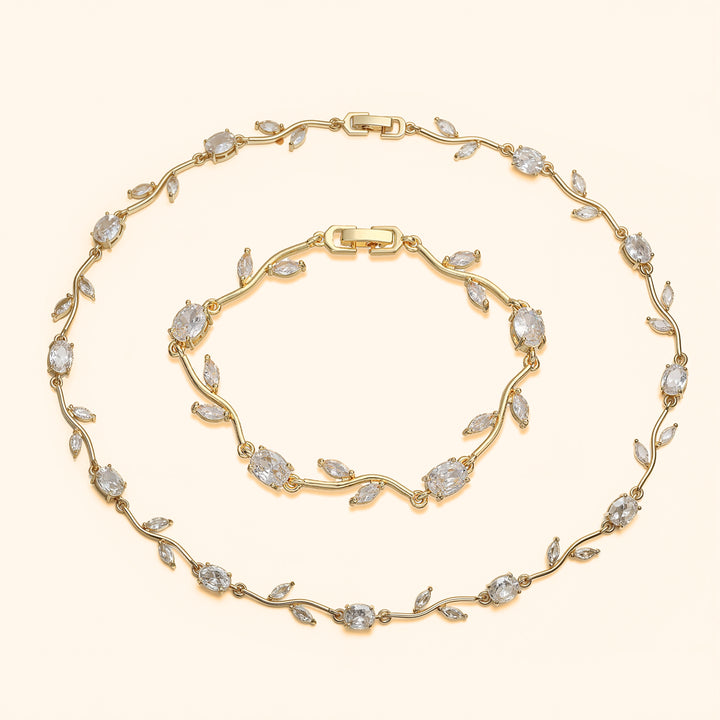 White tulip set ( bracelet + necklace ) - gold