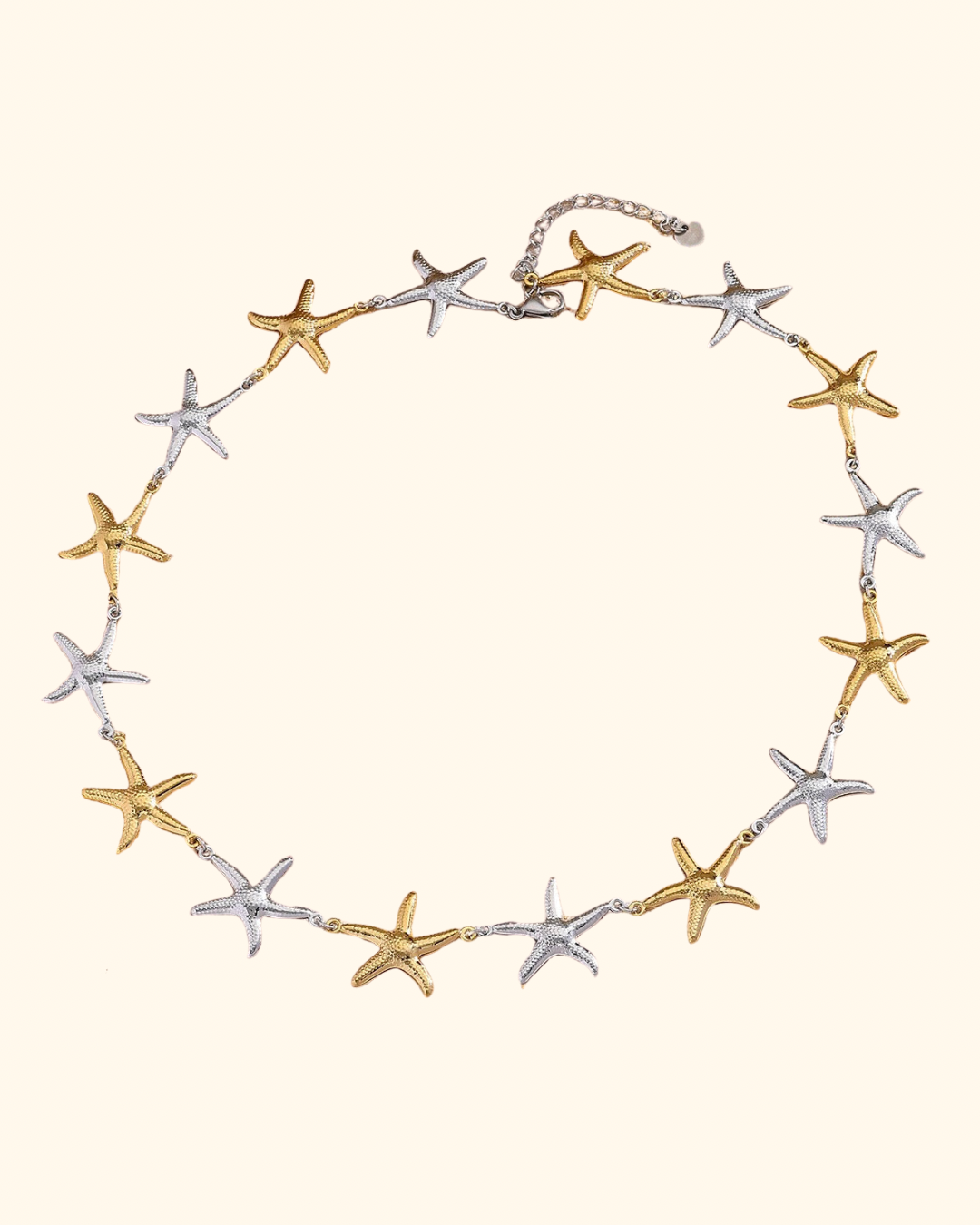 Toned starfish link necklace