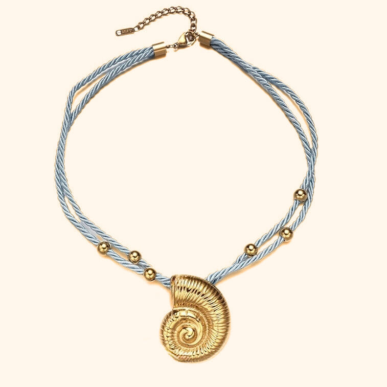 Dark blue seashell rope necklace