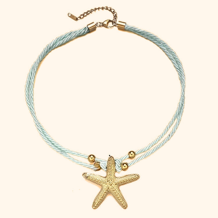 Light blue starfish rope necklace