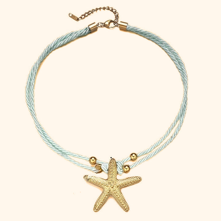 Light blue starfish rope necklace
