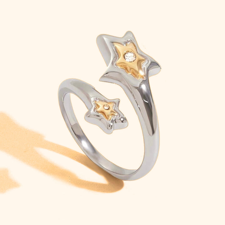 Dainty double star toned ring