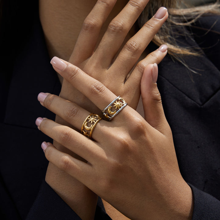 Celestial strap ring gold