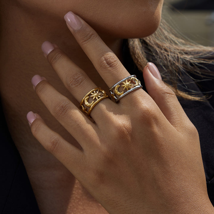Celestial strap ring gold