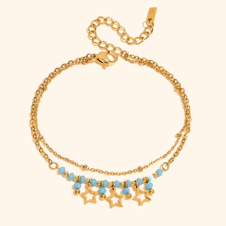 Crystal stars drop layered bracelet