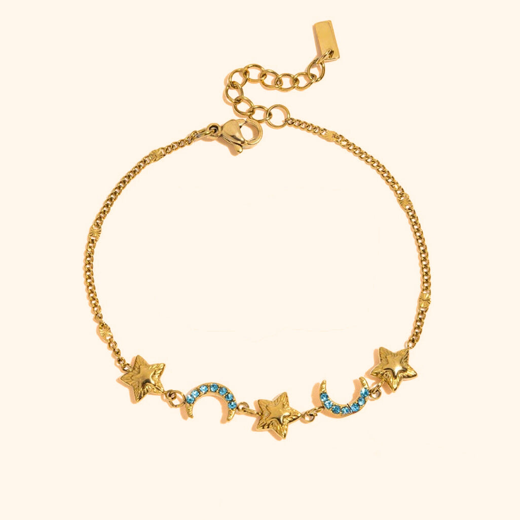 Blue moon and stars bracelet