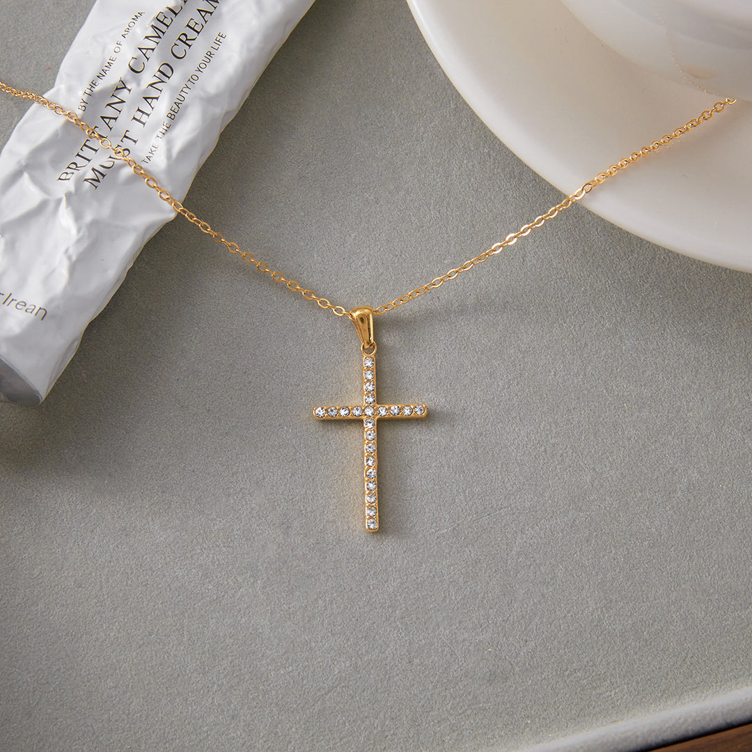 Big dainty cross necklace