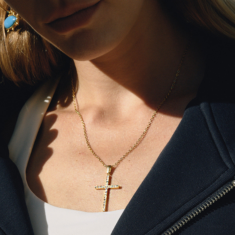 Big dainty cross necklace