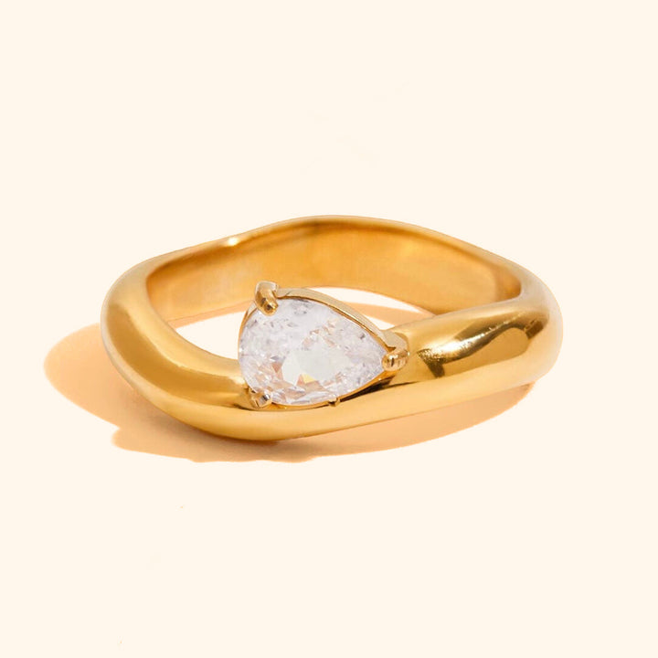 Dainty pear wave ring