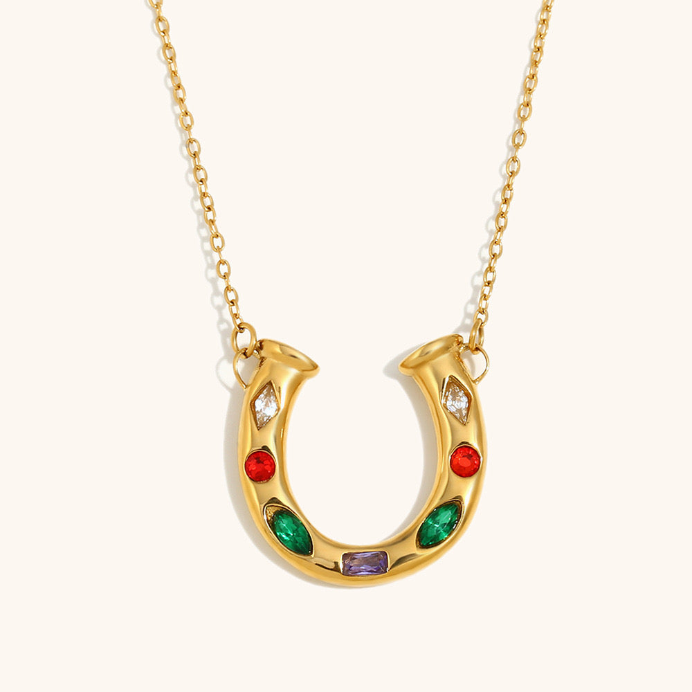 Rainbow horseshoe necklace