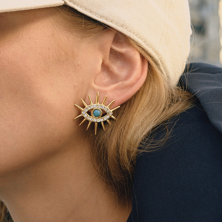 Big turquoise eye earrings