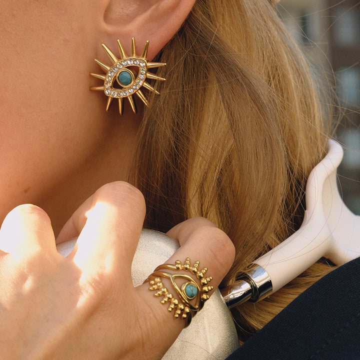 Big turquoise eye earrings