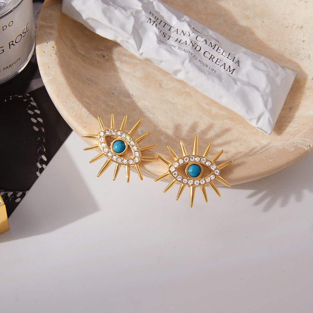 Big turquoise eye earrings