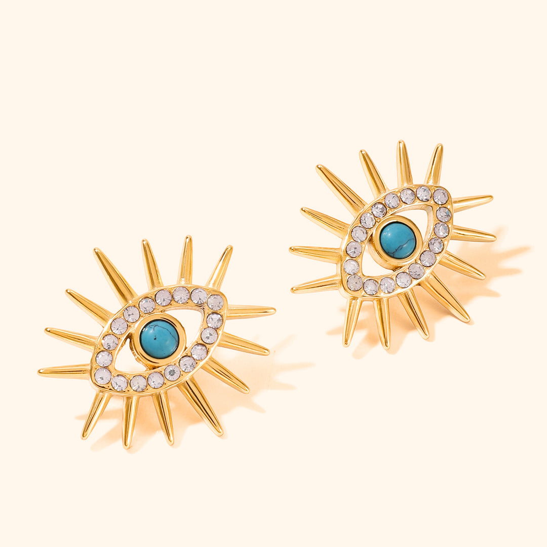 Big turquoise eye earrings