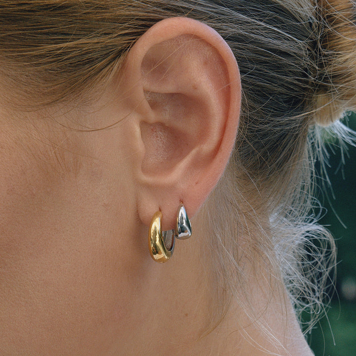 Double face toned hoop earrings