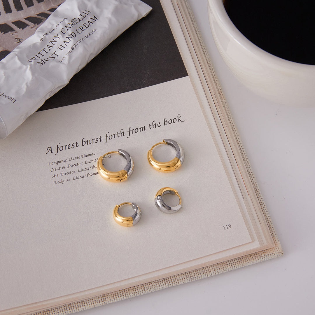 Double face toned hoop earrings